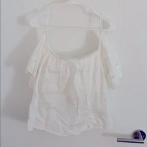 Off shoulder white linen top